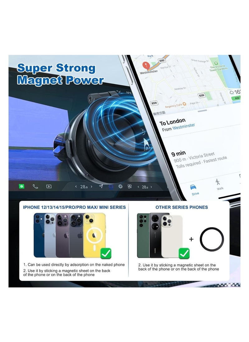 ELTRAZONE Magnetic Vacuum Suction Car Phone Holder Mount C1 (Black) – 360° Rotating Universal Mount with Strong Suction for Car, Kitchen, Mirror, Gym, Shower & All Smooth Surfaces – Compatible with iPhone & Android Devices - Image 3