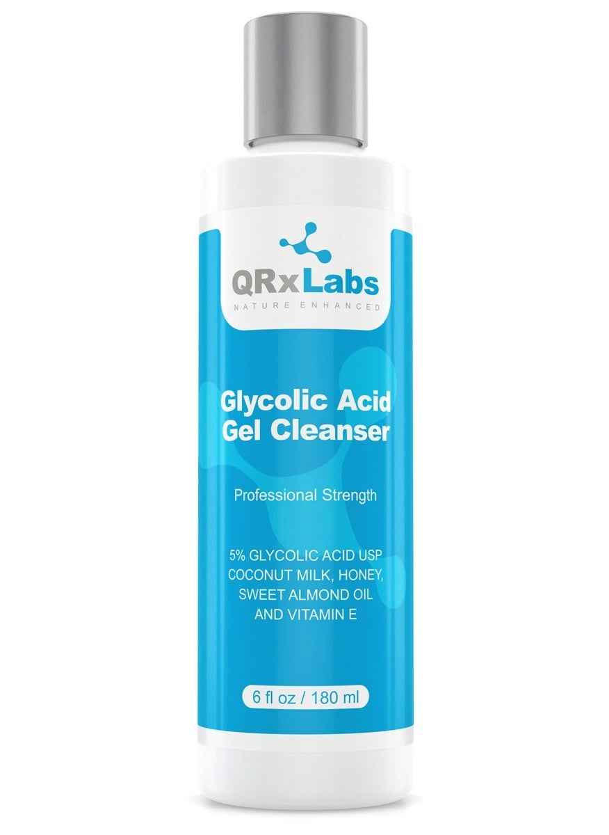 QRxLabs - QRxLabs Glycolic Acid Face Wash - Exfoliating Gel Cleanser for Wrinkles, Lines, Acne, Spots & Chemical Peel Prep - Reduces Shaving Bumps & Ingrown Hair - 6 Oz Acne Treatment - Anti Aging Facial Wash - Image 1