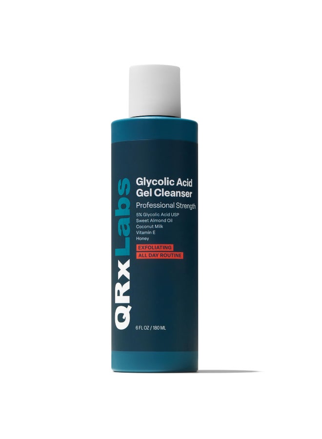 QRxLabs Glycolic Acid Face Wash Gel Cleanser Ingrown Hair Relief Dark Spot Correction Facial Exfoliator Oil Control Cleanser Unscented 6 Fl Oz - Image 3