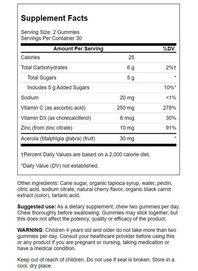 SWANSON Immune Boost Gummies With Acerola Zinc And Vitamin C  D All Natural Supplement Promoting A Healthy Immune System Helps To Support A Healthy Body Cherry 60 Gummies - Image 2