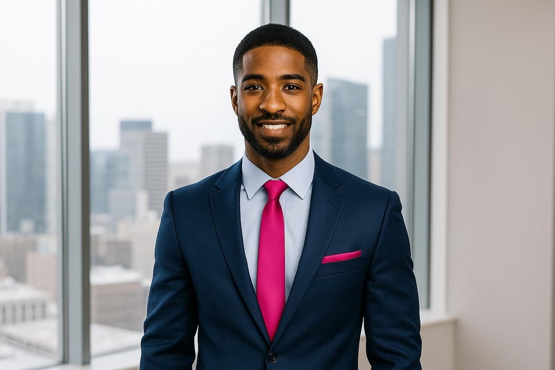 trilece Silk Hot Pink Tie and Pocket Square Business Wedding Formal Necktie for Men - Image 5