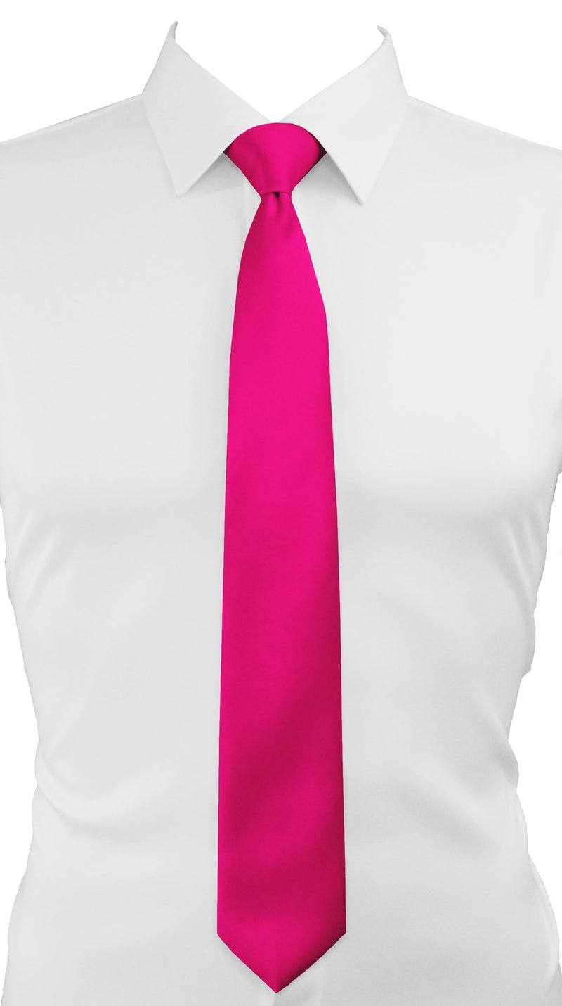 trilece Silk Hot Pink Tie and Pocket Square Business Wedding Formal Necktie for Men - Image 2