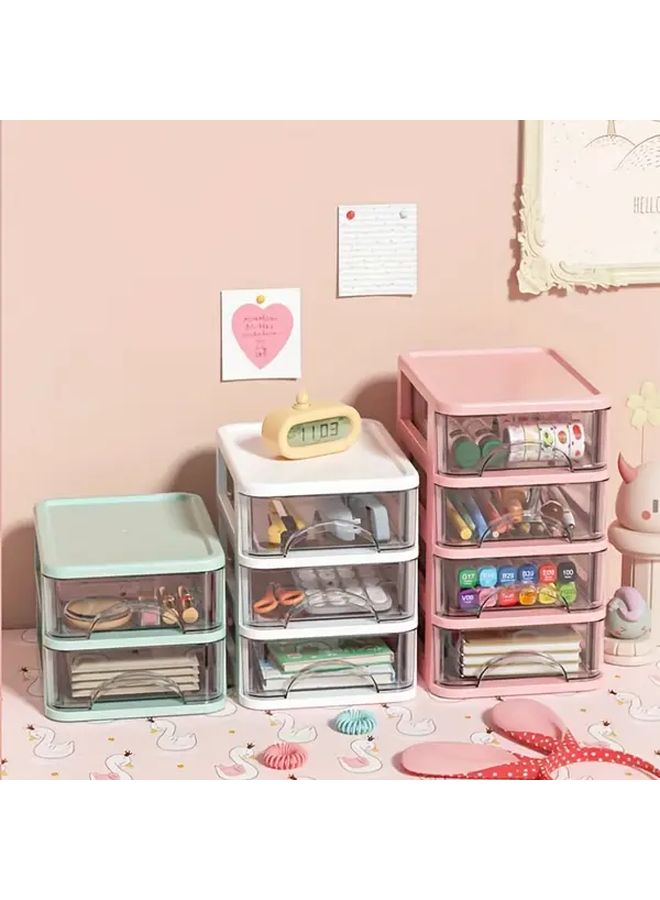 Desktop Organizer Storage Box 4 Layers White Drawer Units For Stationery Cosmetics Office - Image 2