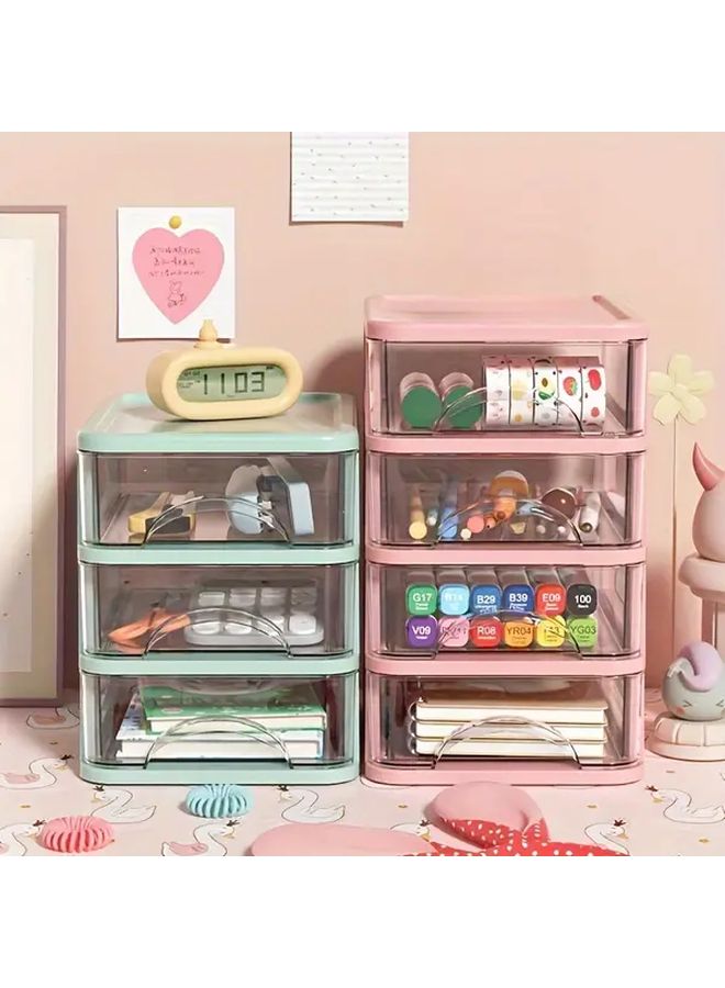 Desktop Organizer Storage Box 4 Layers White Drawer Units For Stationery Cosmetics Office - Image 1