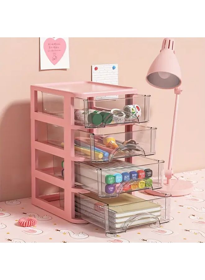 Desktop Organizer Storage Box 4 Layers White Drawer Units For Stationery Cosmetics Office - Image 5
