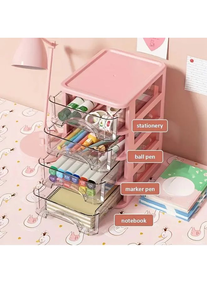 Desktop Organizer Storage Box 4 Layers White Drawer Units For Stationery Cosmetics Office - Image 4