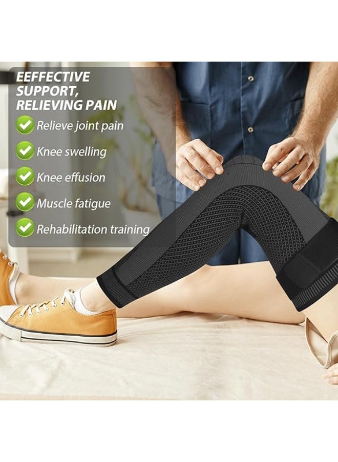 ديوتي أكمام ضغط للساق بطول كامل مع دعم للركبة للرجال والنساء، دعامة ذاتية التسخين للجري، رفع الأثقال، كرة السلة، ركوب الدراجات، الرياضة. - Image 3