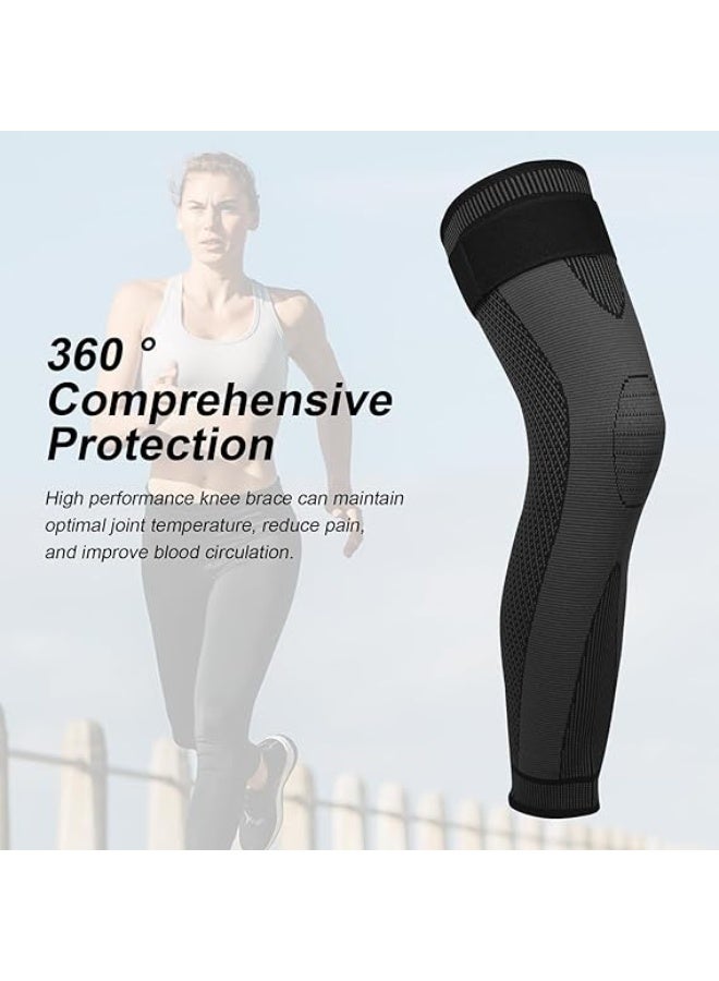 ديوتي أكمام ضغط للساق بطول كامل مع دعم للركبة للرجال والنساء، دعامة ذاتية التسخين للجري، رفع الأثقال، كرة السلة، ركوب الدراجات، الرياضة. - Image 4