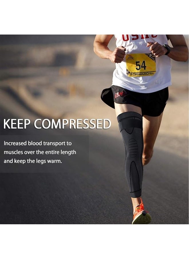 ديوتي أكمام ضغط للساق بطول كامل مع دعم للركبة للرجال والنساء، دعامة ذاتية التسخين للجري، رفع الأثقال، كرة السلة، ركوب الدراجات، الرياضة. - Image 5