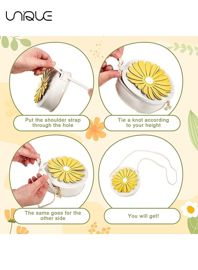 Unique 2 Pieces Daisy Flower Little Girls Purses Toddler Crossbody Purse Princess Purses Handbags Girls Wallets Mini Single Shoulder Daisy Bags for Kids Babies Gift - Image 3