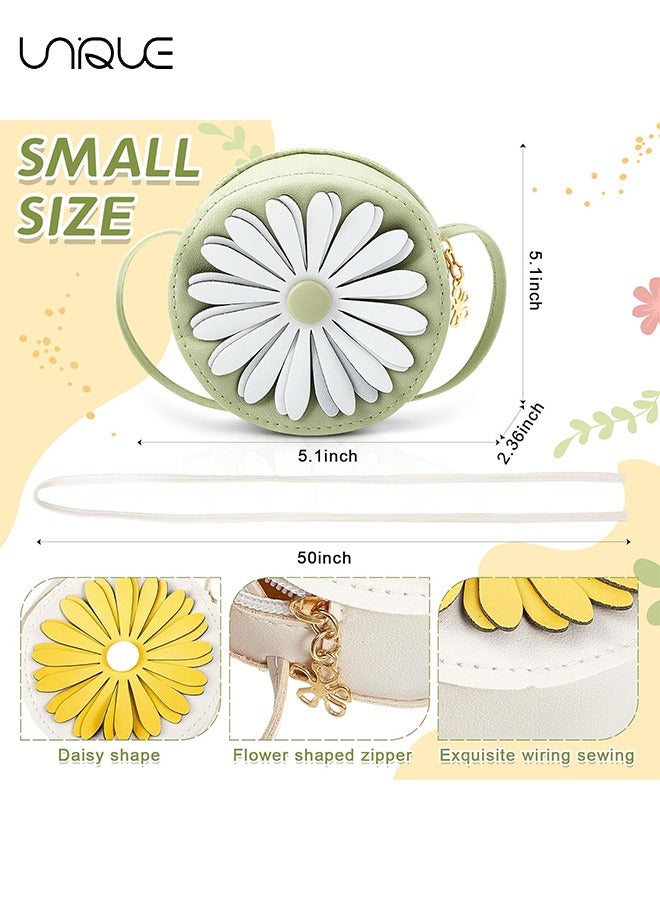 Unique 2 Pieces Daisy Flower Little Girls Purses Toddler Crossbody Purse Princess Purses Handbags Girls Wallets Mini Single Shoulder Daisy Bags for Kids Babies Gift - Image 2
