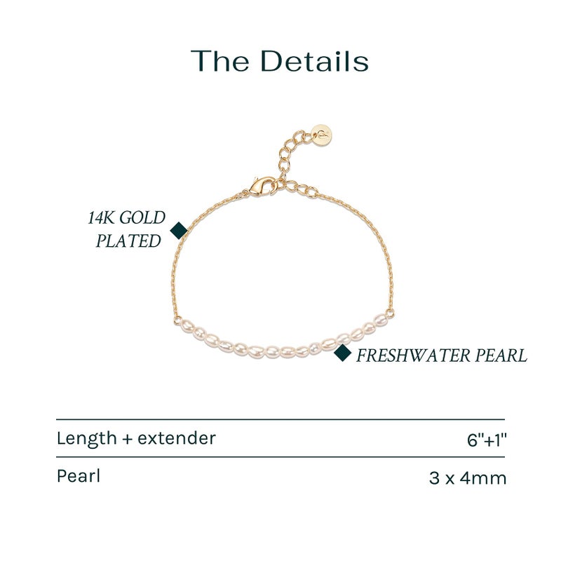 PAVOI Gold Tiny Pearl Bracelet 14K Gold Plated Freshwater Cultured Pearls Bracelets for Women - Image 3