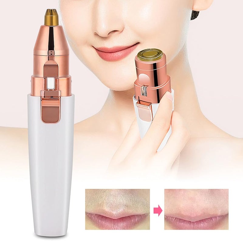 FILFEEL Female Facial Hair Remover 2 in 1 Electric Eyebrow Epilator with LED Light Eyebrow Shaver Portable Rechargeable Facial Trimmer for Hair Removal White - Image 2