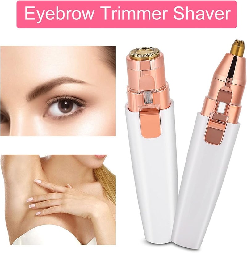 FILFEEL Female Facial Hair Remover 2 in 1 Electric Eyebrow Epilator with LED Light Eyebrow Shaver Portable Rechargeable Facial Trimmer for Hair Removal White - Image 4