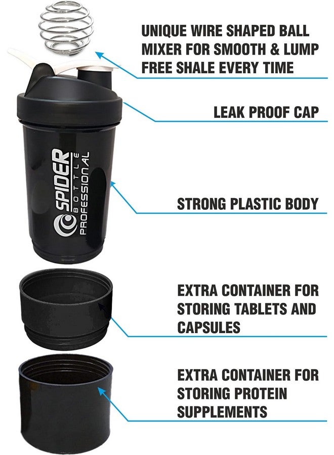 FIT FOCUS 2025 Amazing Quality Combo of Gym Protein Shaker(500ml) with Wrist Support Band. BPA Free & Leak Proof Shaker With Fully Supported Wrist Band. (Black) - Image 2