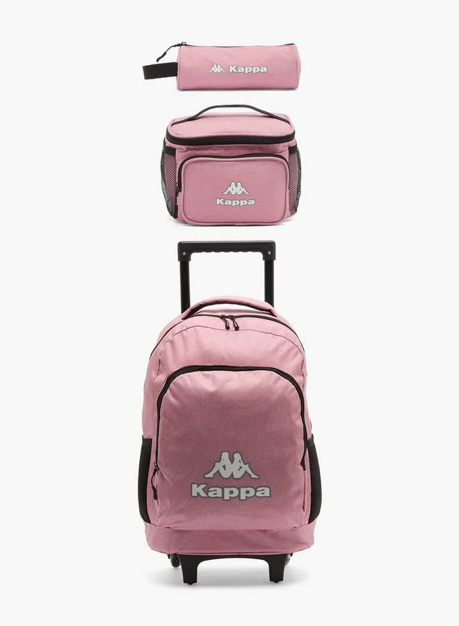 كابا Logo Print 3-Piece School Trolley Bag Set For Kids 13 Years+ With Lunch Bag And Pencil Pouch