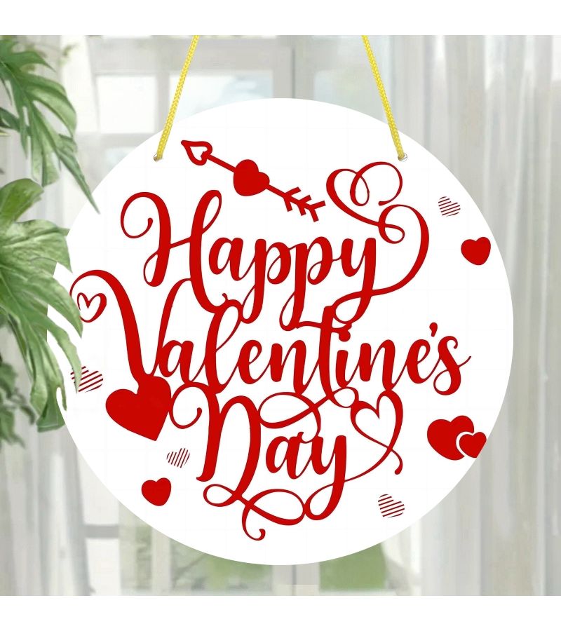 1pc Happy Valentine S Day Door Decor Red Heart Wall Hanging Love Symbol Valentine S Day Decoration Round Wooden Sign Suitable For Outdoor Home Farmhouse Wall Window Courtyard - Image 5