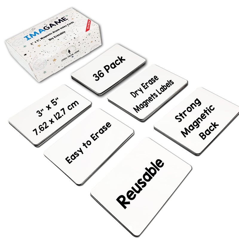 IMAGAME Dry Erase Magnets, Blank Magnetic Dry Erase Labels, 36-Pack, Erasable Magnets for Whiteboard, Multipurpose White Magnetic Labels to Write On for Classroom, Home, Education, Office, 3" x 5" - Image 5