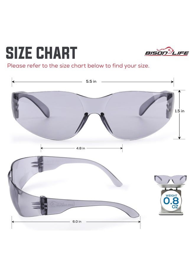 BISON LIFE Full Color Protective Safety Glasses - 12 Pairs Assorted Color Eyewear, Polycarbonate Impact Resistant Lens (Blue Yellow Gray Black) - Image 5