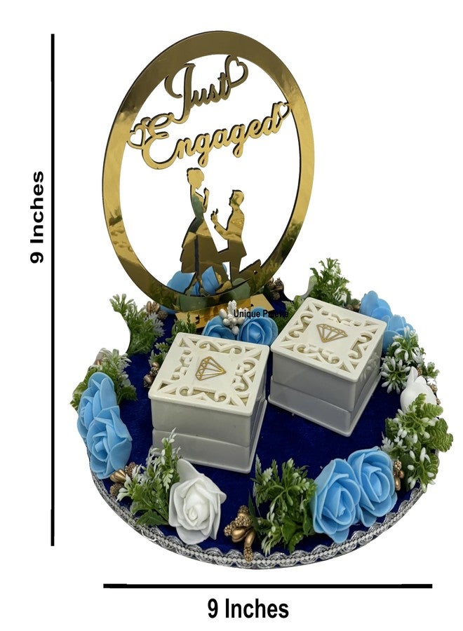 Unique Palette طبق خواتم زفاف مربع فريد من نوعه مصنوع من خشب الباليت، بلون أزرق جميل، مُخصص للخطوبة | طبق خواتم الزفاف | ديكور الزفاف | صينية الخطوبة - Image 3