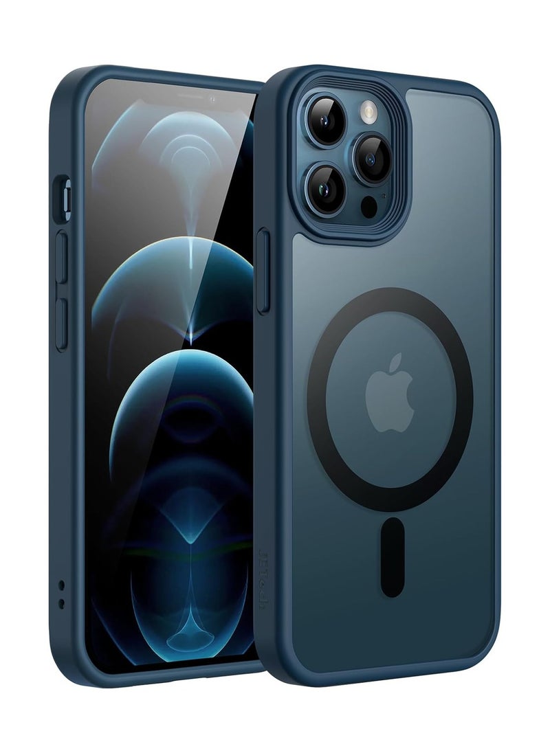 Denx Magnetic Case for iPhone 12 Pro Max [Shockproof & Slim] Matte Hard Back Cover with high-Grade Protection | Dark Blue  - Image 1