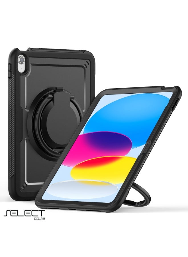 سيليكت كفر آيباد ضد الصدمات للأطفال مع حامل دوران 360° وحماية كاملة – متوافق مع iPad 9 الجيل التاسع (10.2 إنش) بتقنية Thermoline، تصميم متين وآمن للأطفال باللون الأسود - Image 2