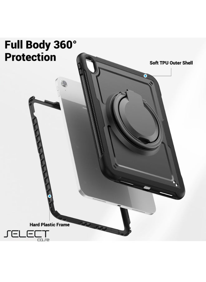 سيليكت كفر آيباد ضد الصدمات للأطفال مع حامل دوران 360° وحماية كاملة – متوافق مع iPad 9 الجيل التاسع (10.2 إنش) بتقنية Thermoline، تصميم متين وآمن للأطفال باللون الأسود - Image 3