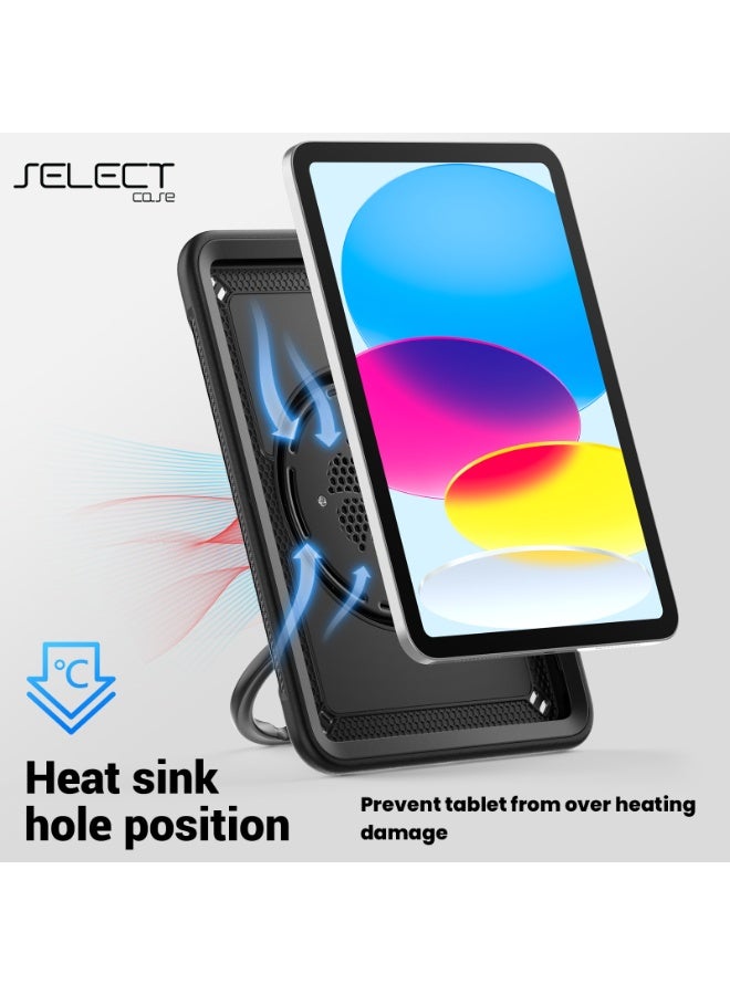 سيليكت كفر آيباد ضد الصدمات للأطفال مع حامل دوران 360° وحماية كاملة – متوافق مع iPad 9 الجيل التاسع (10.2 إنش) بتقنية Thermoline، تصميم متين وآمن للأطفال باللون الأسود - Image 4