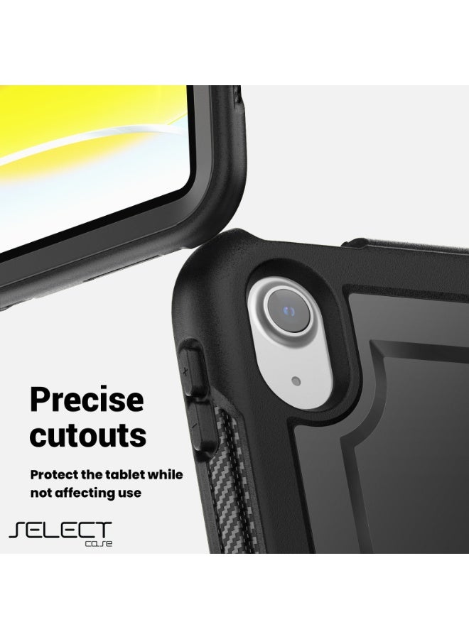 سيليكت كفر آيباد ضد الصدمات للأطفال مع حامل دوران 360° وحماية كاملة – متوافق مع iPad 9 الجيل التاسع (10.2 إنش) بتقنية Thermoline، تصميم متين وآمن للأطفال باللون الأسود - Image 5