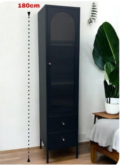 Living Glass Door Storage Cabinet With Steel Frame 180 CM  - Image 2
