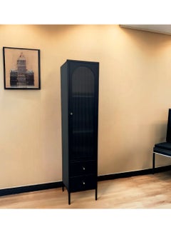 Living Glass Door Storage Cabinet With Steel Frame 180 CM  - Image 3