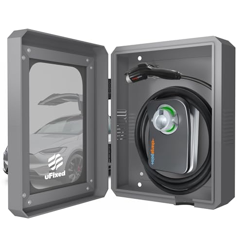 Ufixed Outdoor EV Charger Enclosure Wall Box with Lock for Tesla Wall Connector Chargepoint Home Flex with Holder Weatherproof Visible Easy to Install Gray - Image 1