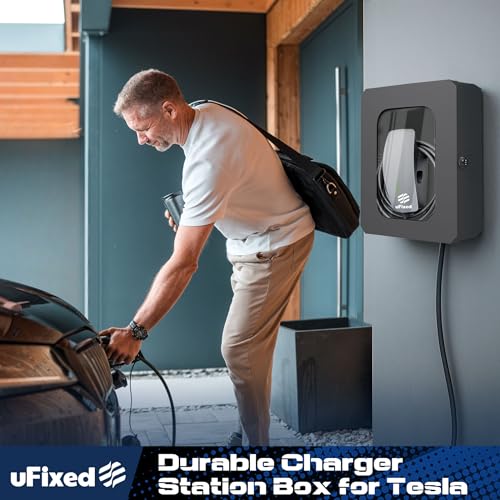Ufixed Outdoor EV Charger Enclosure Wall Box with Lock for Tesla Wall Connector Chargepoint Home Flex with Holder Weatherproof Visible Easy to Install Gray - Image 3