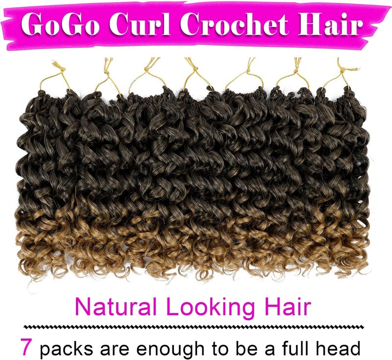 إييريا 7 عبوات من شعر الحياكة GoGo Curl، بطول 10 بوصات، مجعد وقصير، مناسب للنساء، لاستخدامه على الشاطئ مع تصميمات موجية وتموجات عميقة، مع إمكانية ربط الشعر بأشكال مختلفة (10 بوصة، لون T1B/27) - Image 2