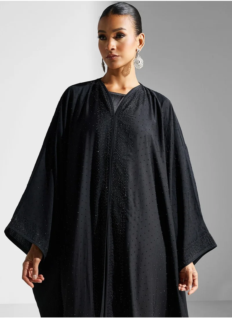 hayas closet Embellished Flared Sleeve Abaya