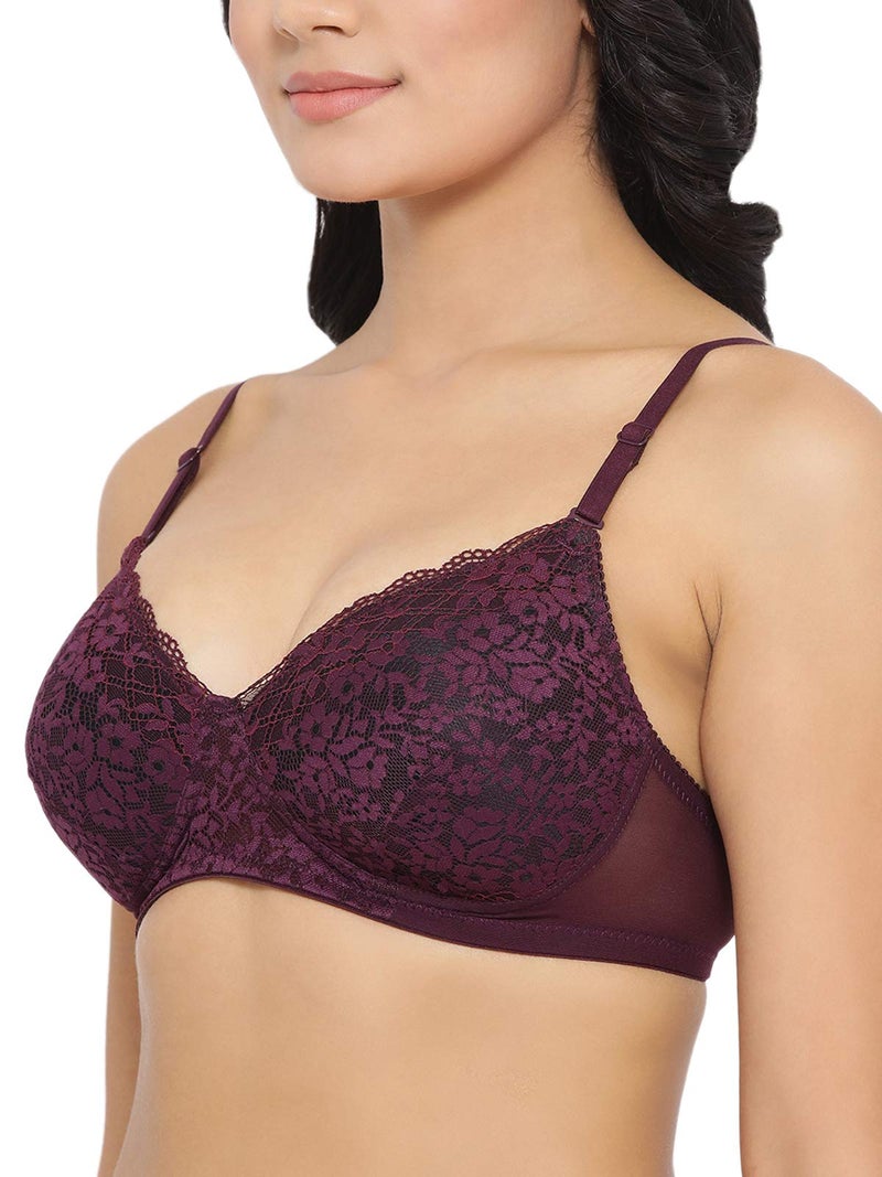 Clovia Women's Lightly Padded Non-Wired Multiway Bra in Dark Purple - Lace (BR1879A15_Purple_34C) - Image 4