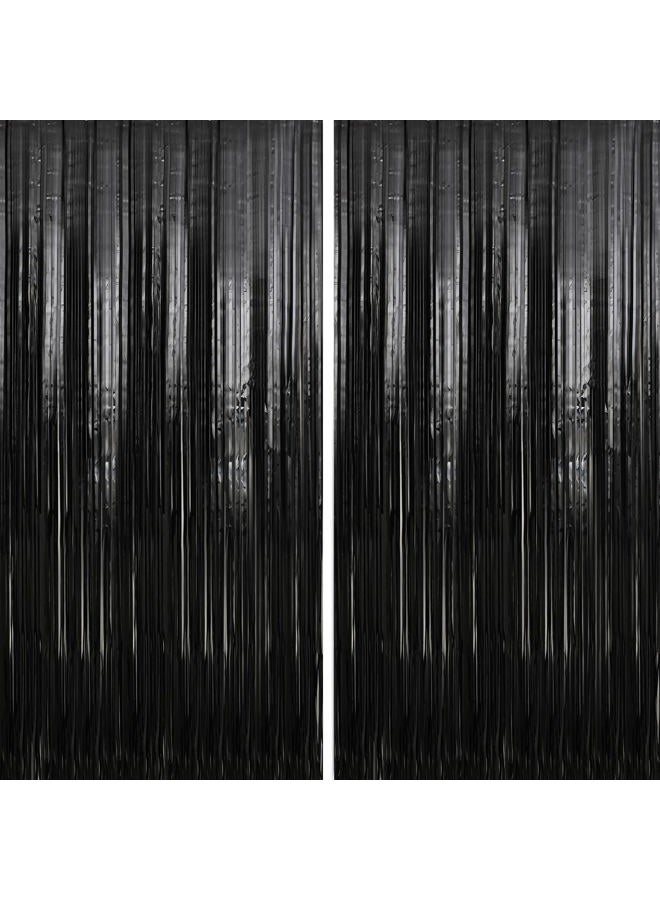 WeKen عبوة 2 من ستارة خلفية من شرائط الفويل الوردية 3.3 × 9.9 قدم، ستائر خلفية، زينة حفلات عيد الميلاد، ستارة تينسل للحفلات، زينة غالنتاين، زينة أنيقة، كشك تصوير - Image 1