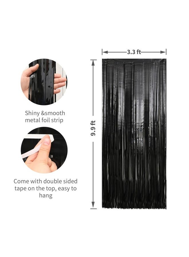 WeKen عبوة 2 من ستارة خلفية من شرائط الفويل الوردية 3.3 × 9.9 قدم، ستائر خلفية، زينة حفلات عيد الميلاد، ستارة تينسل للحفلات، زينة غالنتاين، زينة أنيقة، كشك تصوير - Image 2