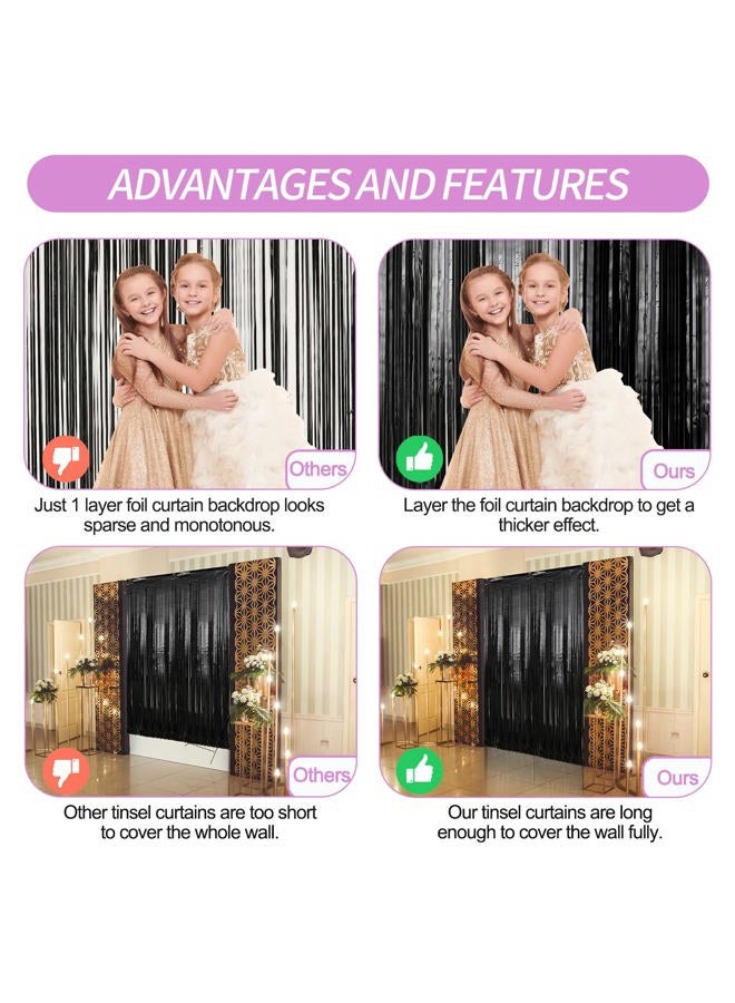 WeKen عبوة 2 من ستارة خلفية من شرائط الفويل الوردية 3.3 × 9.9 قدم، ستائر خلفية، زينة حفلات عيد الميلاد، ستارة تينسل للحفلات، زينة غالنتاين، زينة أنيقة، كشك تصوير - Image 3
