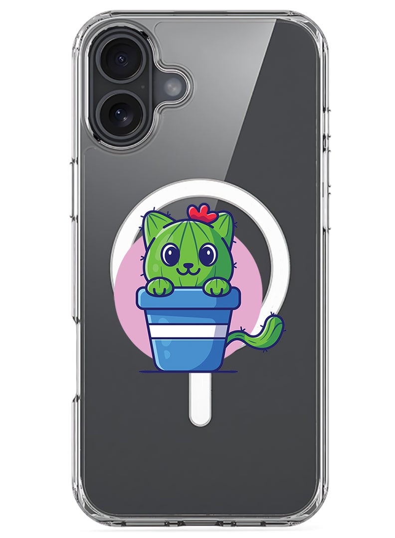 Theodor Magnetic Case for Apple iPhone 17 Compatible with MagSafe Wireless Charging, Shockproof Phone Bumper Cover - Cute Cat Cactus - Image 1