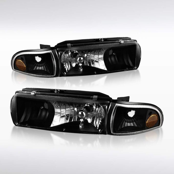 Compatible With 19911996 Chevy Caprice 19941996 Chevy Impala Smoke Lens Headlights Corner Lights L R Pair Headlamp