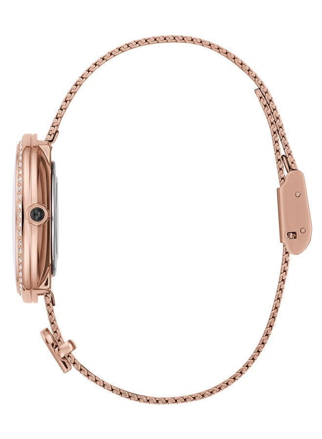 Furla ساعة FURLA صغيرة بشعار للنساء بمينا رمادية وسوار من الفولاذ المقاوم للصدأ باللون الذهبي الوردي - Image 5