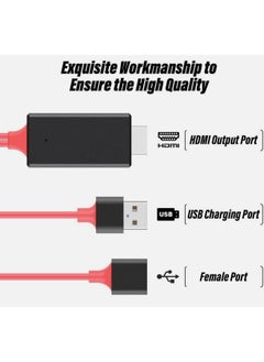 Generic 3-in-1 Full HD Mirroring Cable HDMI Cable MHL to HDMI Cable Plug and Play HDTV Adaptor Cable For iPhone iPad Samsung Smartphones - Red, 1m  - Image 3