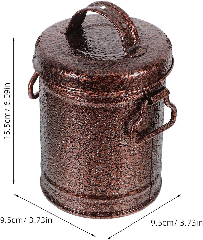 Ciieeo Metal Ashtray with Lid Small Retro Zinc Iron Bucket Design Windproof Smokeless Outdoor Ash Container for Home Office Bar Garden Use - Image 2