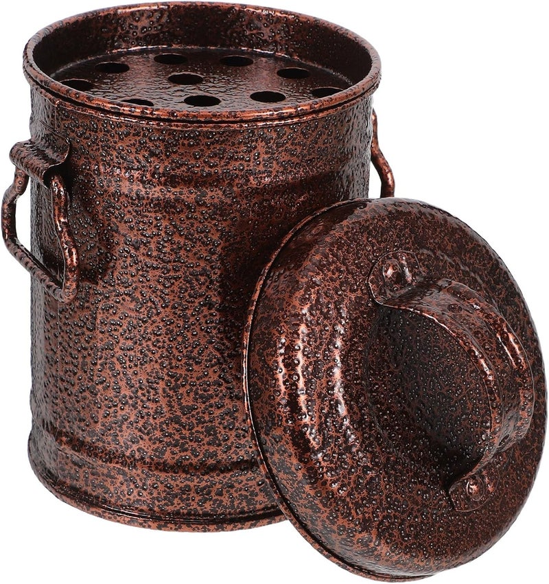 Ciieeo Metal Ashtray with Lid Small Retro Zinc Iron Bucket Design Windproof Smokeless Outdoor Ash Container for Home Office Bar Garden Use - Image 1
