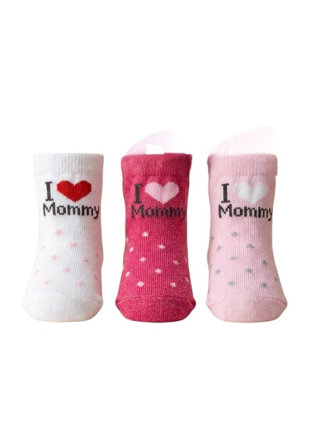 جوارب قطنية للأطفال حديثي الولادة I Love Mommy، 3 أزواج - Image 2