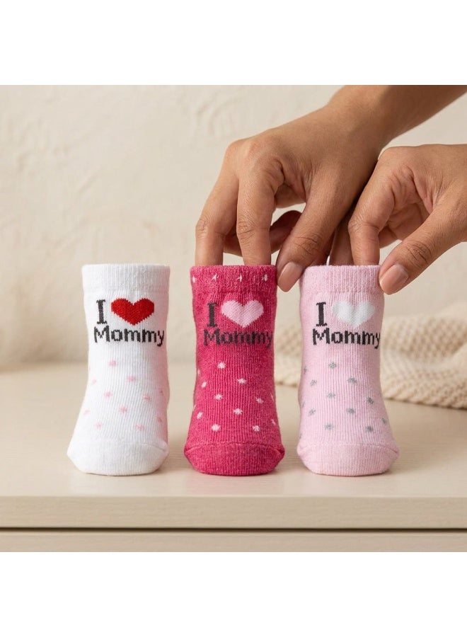 جوارب قطنية للأطفال حديثي الولادة I Love Mommy، 3 أزواج - Image 3