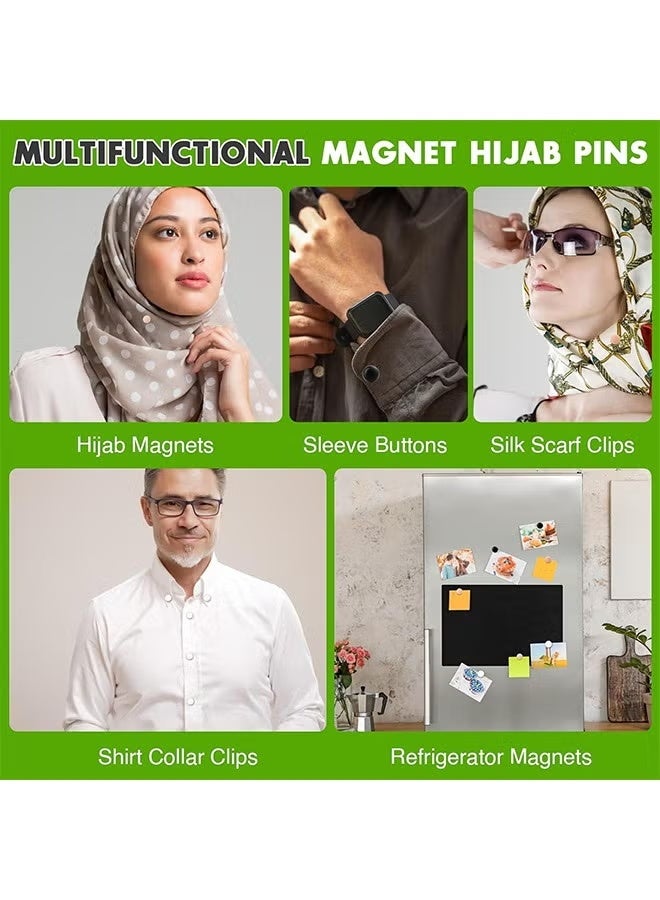 Strong Magnetic Hijab Pins, 4 Pack Powerful Hijab Magnets Multi-Use Pinless Hijab Magnetic Pins, Colorful Magnet Pins Scarf Magnetic Pin No-Snag Brooch Clasp for Clothes Dress Scarves (Matte) - Image 5