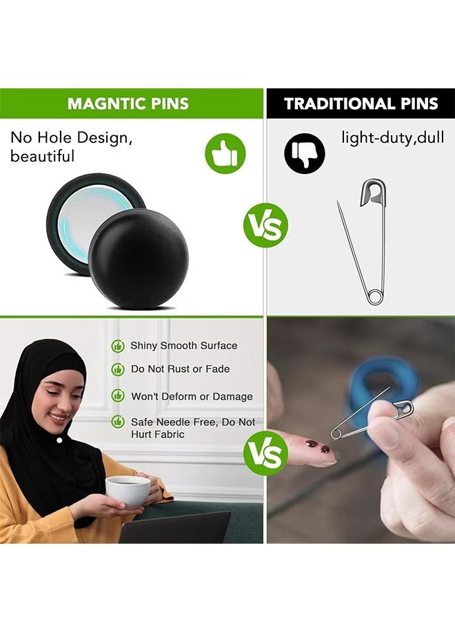 Strong Magnetic Hijab Pins, 4 Pack Powerful Hijab Magnets Multi-Use Pinless Hijab Magnetic Pins, Colorful Magnet Pins Scarf Magnetic Pin No-Snag Brooch Clasp for Clothes Dress Scarves (Matte) - Image 4
