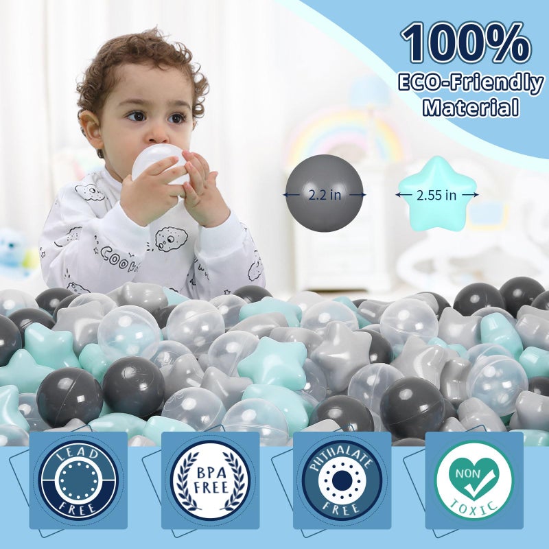 STARBOLO Star Ball Pit Balls - 100pcs Crush Proof Plastic Children's Toy Star Ball Ocean Balls for Birthday Parties Game Pool 2.2'' Balls and 2.55'' Stars - Image 3